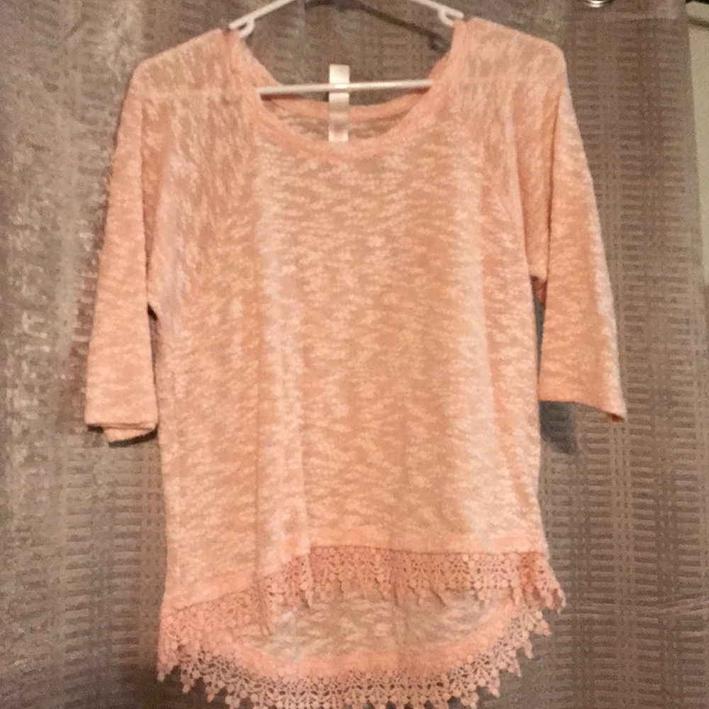 Pink blouse with lace detail